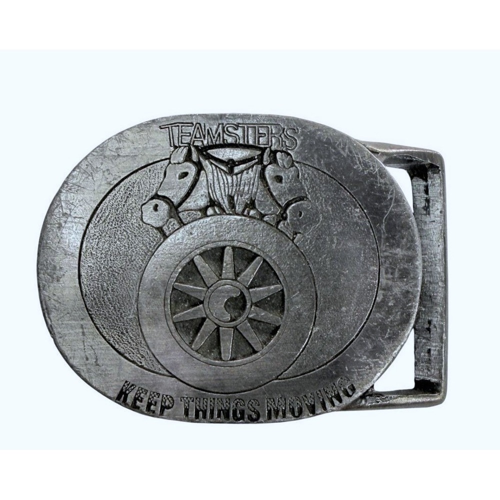 VTG Teamsters Belt Buckle Keep Things Moving MLW Buck-L-Up Union Trucking As Is